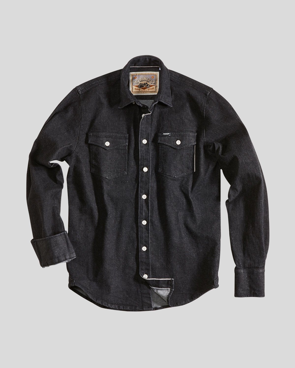 Maine Selvage Denim Shirt Men Black Shirt The Rokker Company 