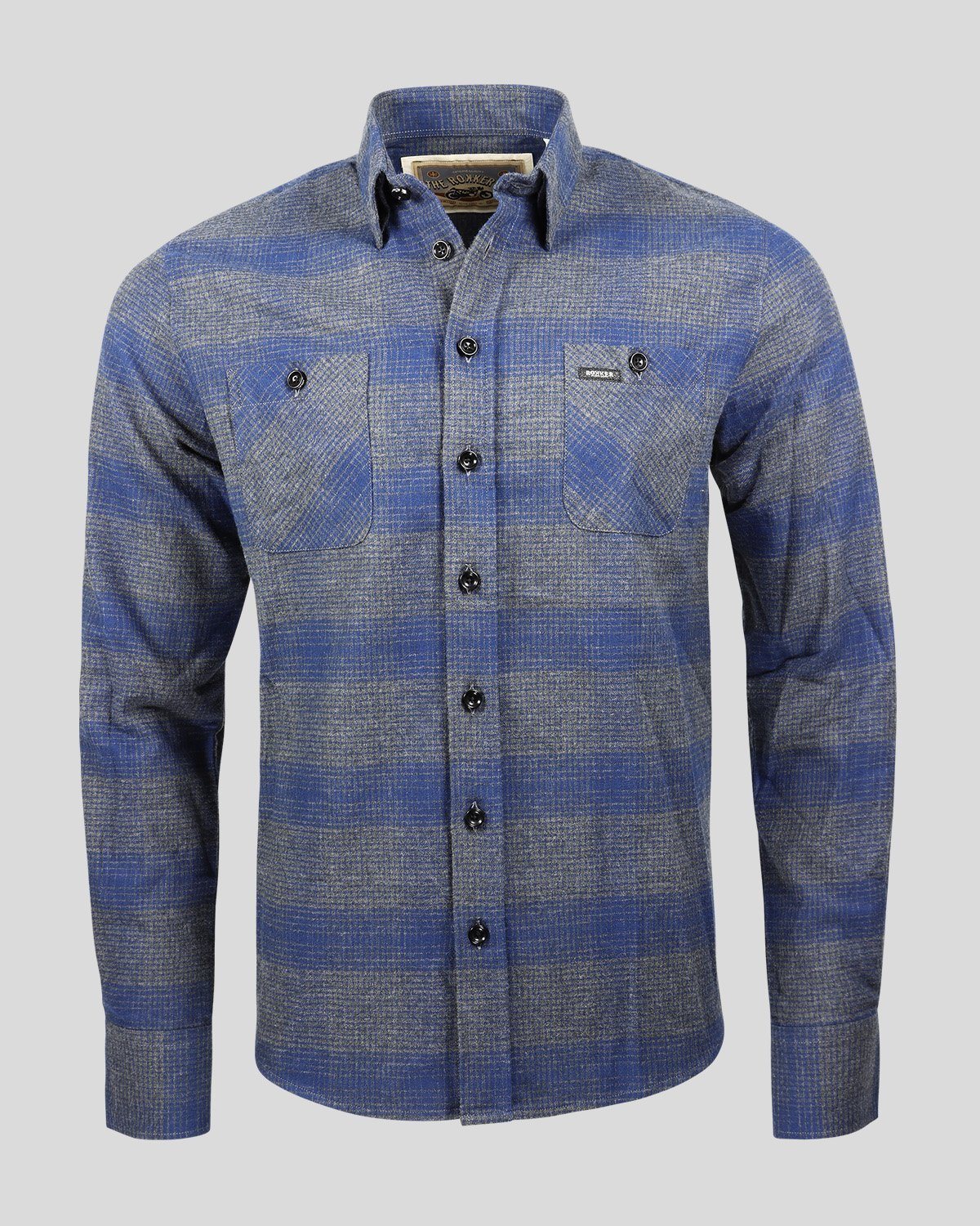 Milton Shirt Men Blue/Grey Shirt The Rokker Company 
