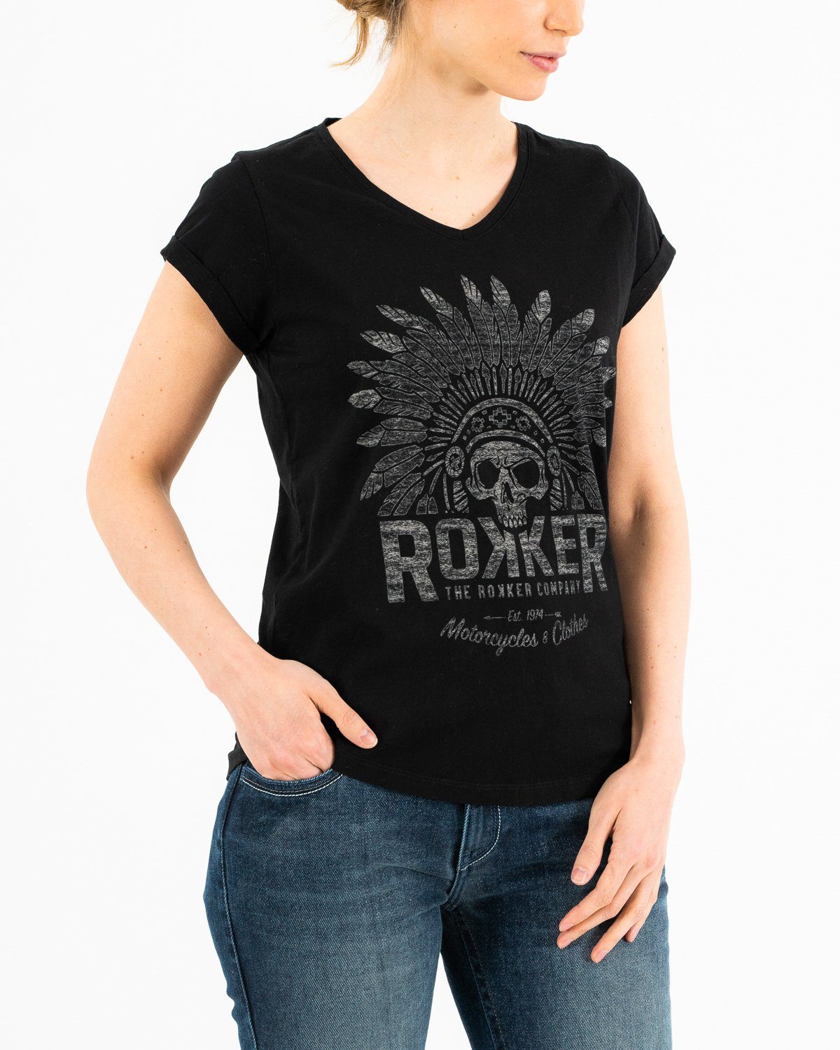Indian Bonnet T-Shirt The Rokker Company Black XS 
