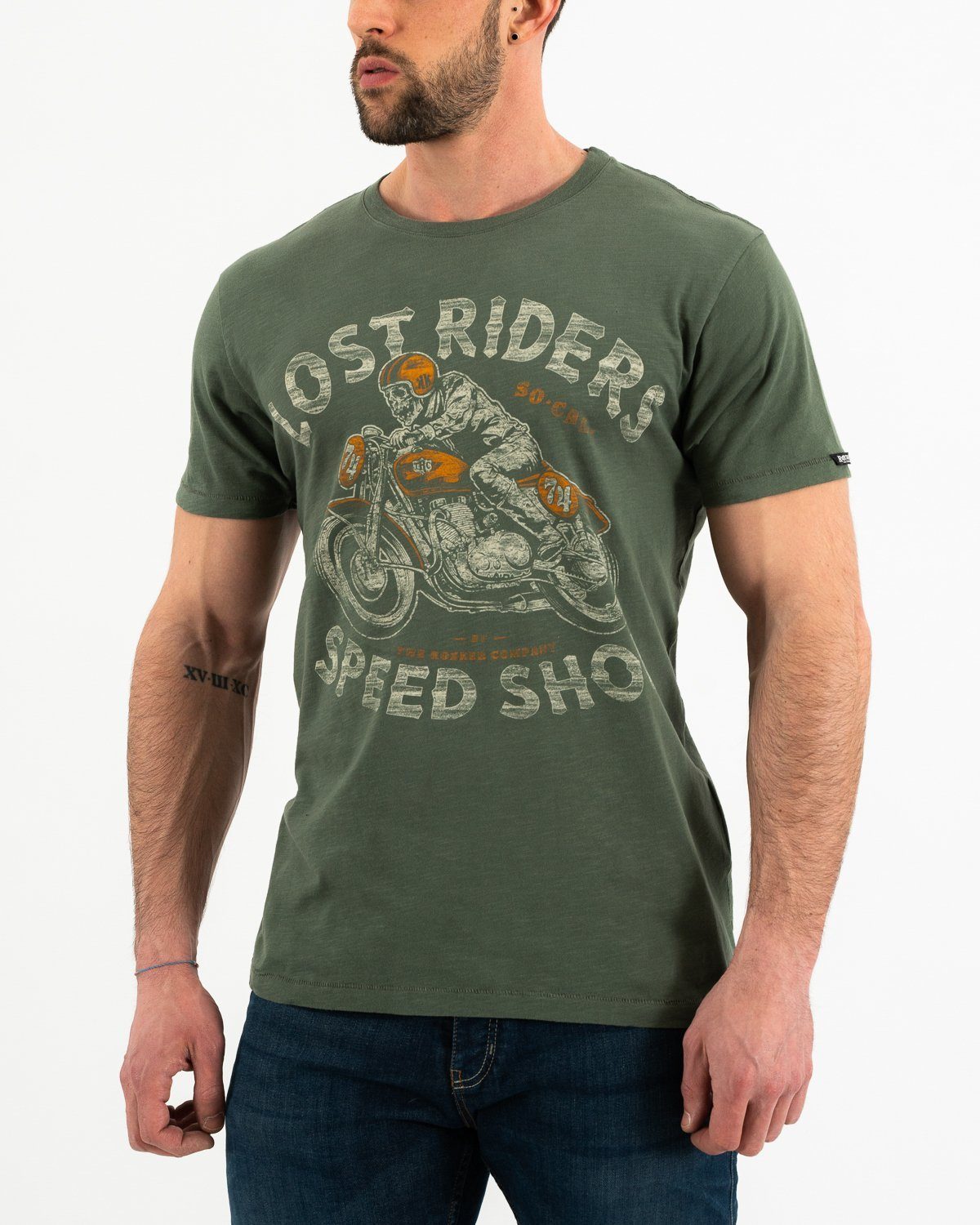Lost Riders T-Shirt The Rokker Company Olive S 